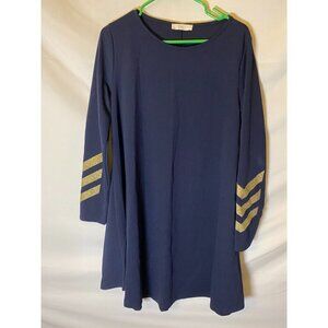 Again Womens Size XL 16 Navy Nautical Vibe Dress Knee Length Swing Aline